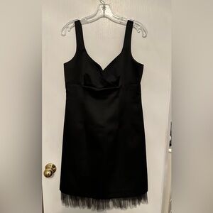 Laundry by Shelli Segal Black Stain Mini-Dress with Mesh Ruffle - Size 8